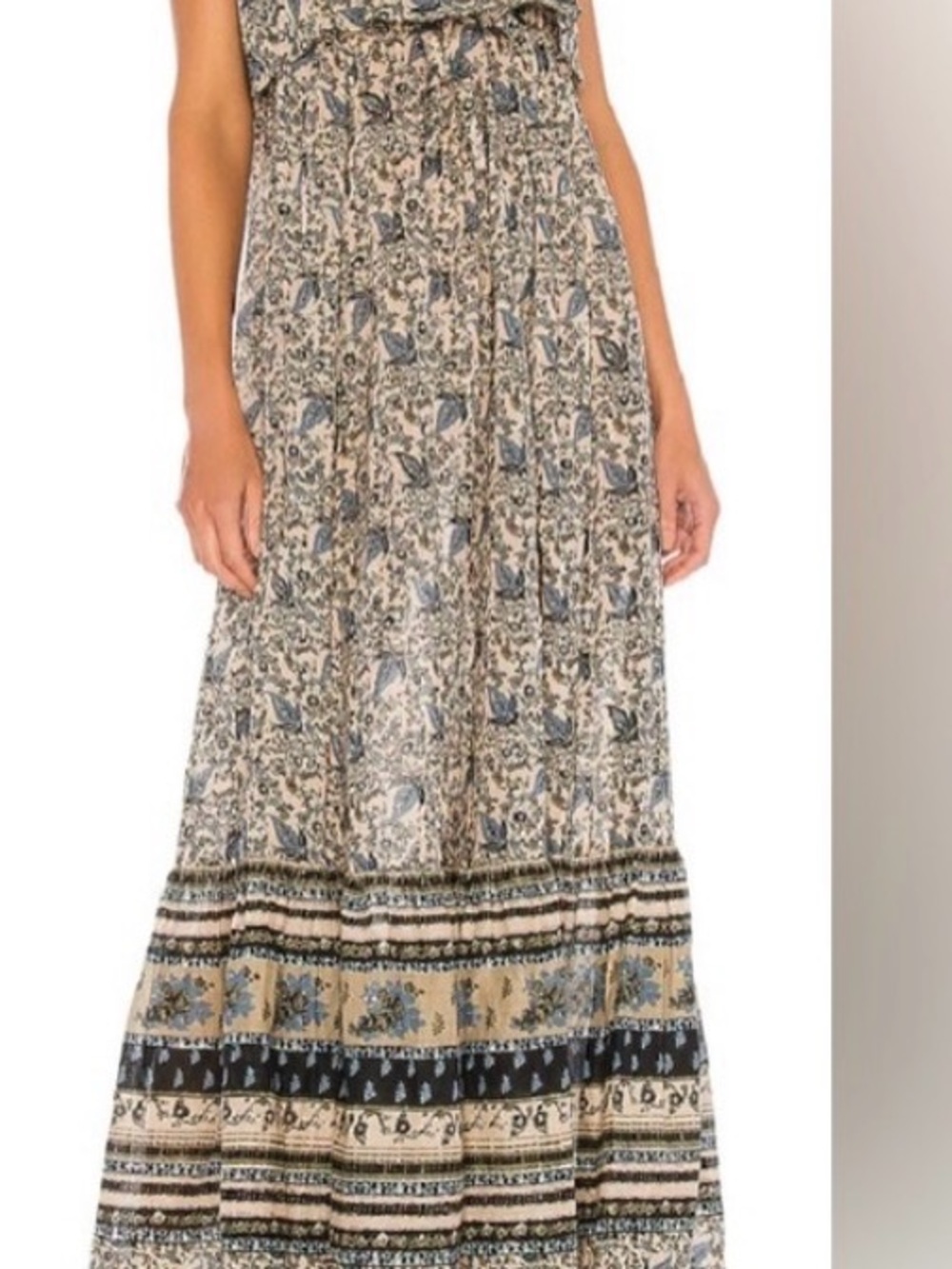 Free People Women’s Large Tangier Babydoll Midi dress in a neutral combo color